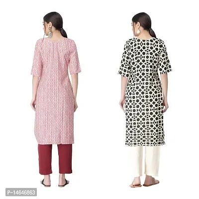 Attarctive Crepe Printed Straight Kurti Combo For Women Pack Of 2-thumb2