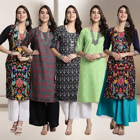 Fancy Crepe Kurtis For Women Pack Of 5