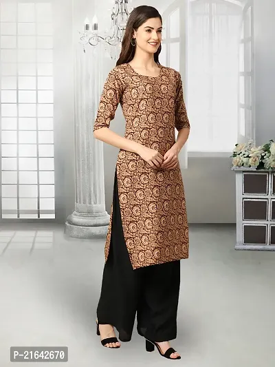 Stylish Beige Crepe Stitched Kurta For Women-thumb3