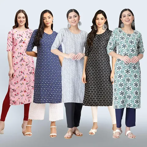 Women Stylish Crepe Straight Kurta Combo