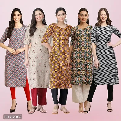 Women Stylish Crepe Printed Straight Kurta