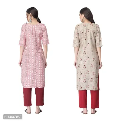 Attarctive Crepe Printed Straight Kurti Combo For Women Pack Of 2-thumb2