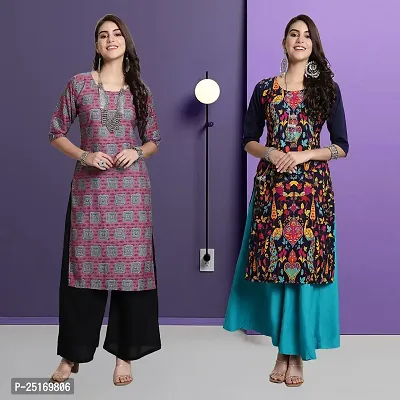 Fancy Crepe Kurtas For Women Pack Of 2-thumb0