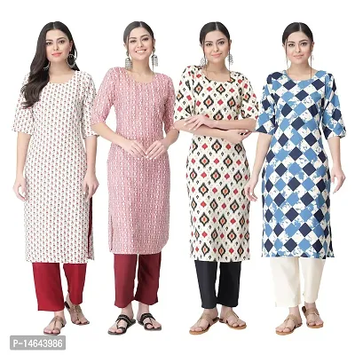 New Crepe Combo Printed Kurtis For Women Pack Of 4