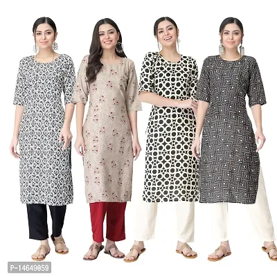 New Crepe Combo Printed Kurtis For Women Pack Of 4-thumb0