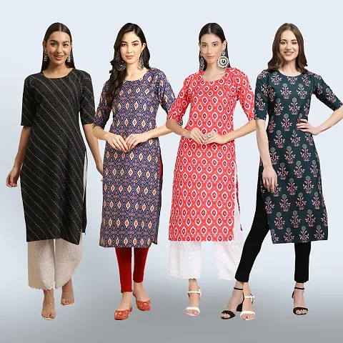 Trendy Crepe Kurta For Women- Combo Of 4