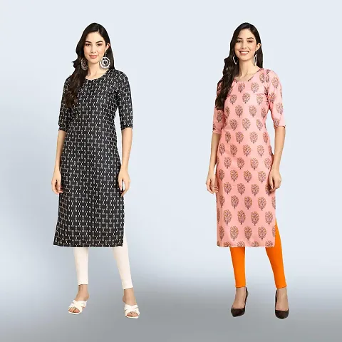 Trendy Crepe Printed Kurtis Combo of 2