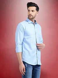 Reliable Blue Cotton Solid Long Sleeves Formal Shirt For Men-thumb2