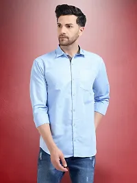 Reliable Blue Cotton Solid Long Sleeves Formal Shirt For Men-thumb3