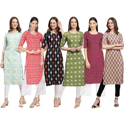 Stylish Crepe Printed Kurti - Pack of 6