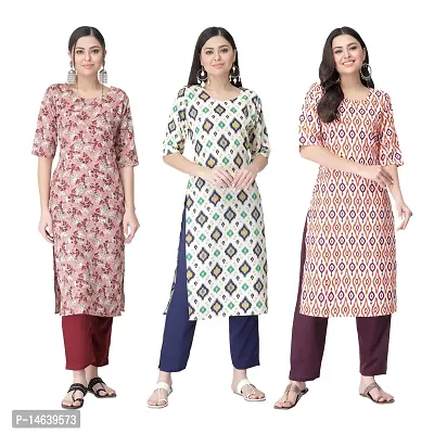 New Crepe Combo Printed Kurtis For Women Pack Of 3-thumb0