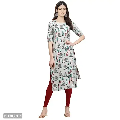 Stylish Beige Crepe Floral Print Straight Kurta For Women-thumb0