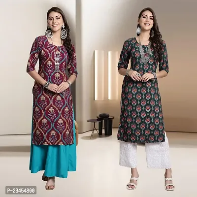 Fancy Rayon Kurtis For Women Pack Of 2-thumb0