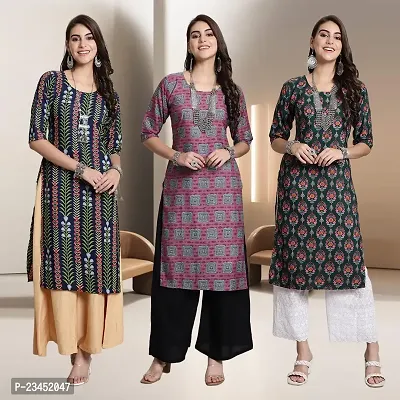 Fancy Rayon Kurtis For Women Pack Of 3-thumb0