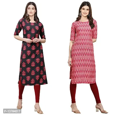 Stylish Crepe Digital Printed Kurta For Women- Pack Of 2