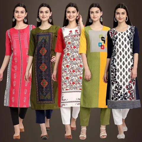 Fancy Crepe Kurtis For Women Pack Of 5