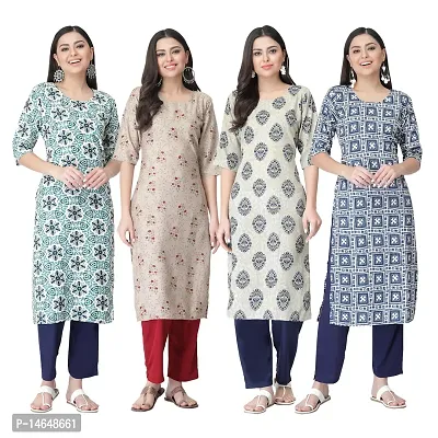 New Crepe Combo Printed Kurtis For Women Pack Of 4