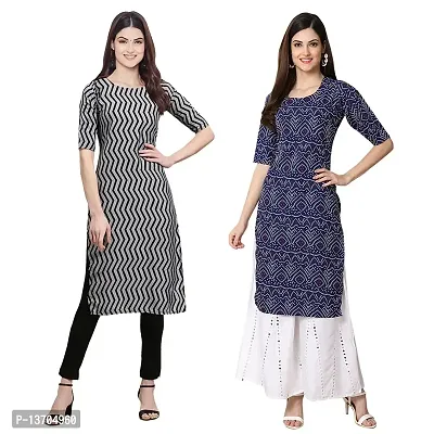 Stylish Crepe Digital Printed Kurta For Women- Pack Of 2