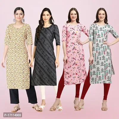 Women Stylish Crepe Printed Straight Kurta