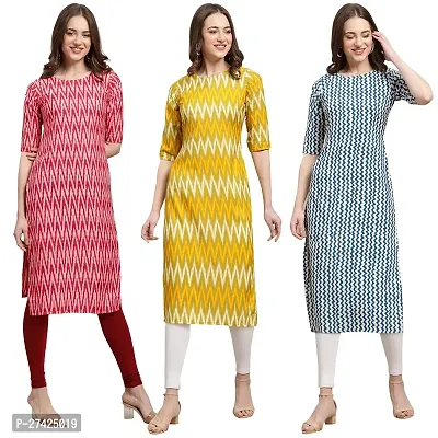 Stylish Multicoloured Crepe Stitched Kurta For Women Pack of 3