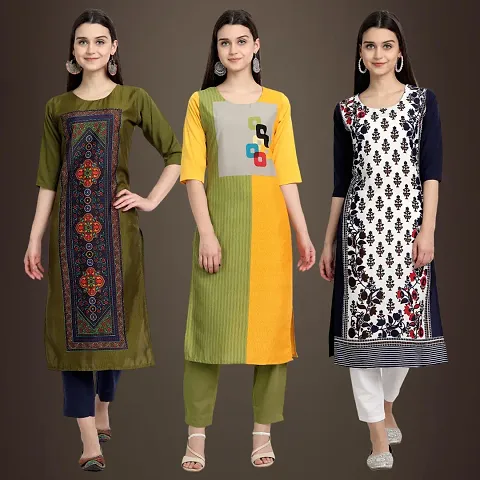 Stylish Fancy Crepe Kurtis Pack Of 3