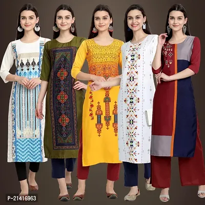 Fancy Crepe Kurtis For Women Pack Of 5-thumb0