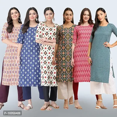 Women Stylish Crepe Printed Straight Kurta Combo