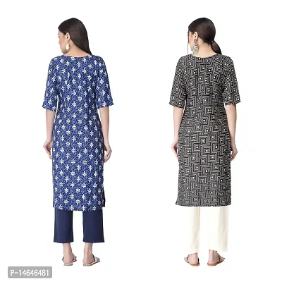 Attarctive Crepe Printed Straight Kurti Combo For Women Pack Of 2-thumb2