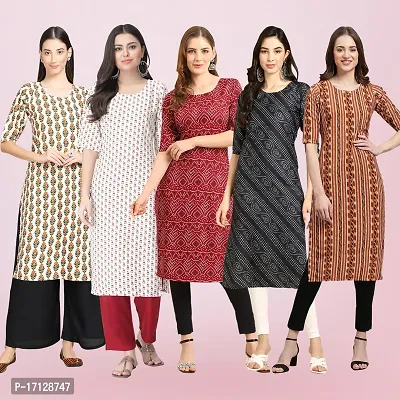 Women Stylish Crepe Printed Straight Kurta