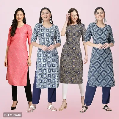 Women Stylish Crepe Printed Straight Kurta