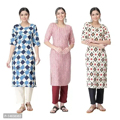 New Crepe Combo Printed Kurtis For Women Pack Of 3