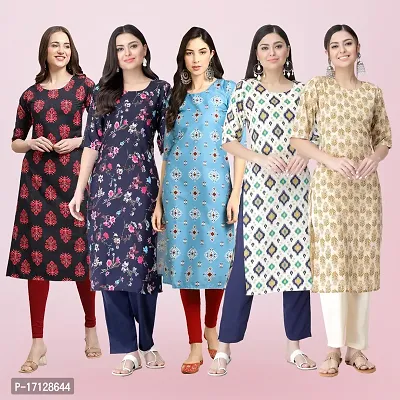 Women Stylish Crepe Printed Straight Kurta