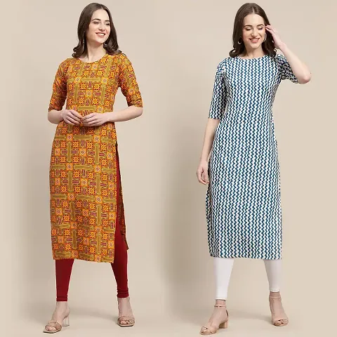 Stylish Crepe Printed Kurti - Pack of 2