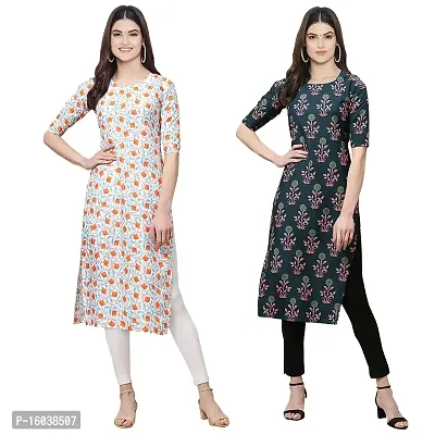 Stylish Digital Printed Women Crepe Kurta- Pack of 2-thumb0