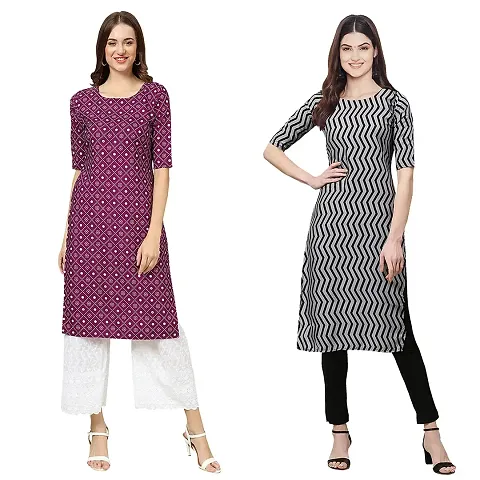 Stylish Crepe Printed Kurti - Pack of 2