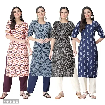 New Crepe Combo Printed Kurtis For Women Pack Of 4