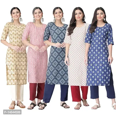 New Crepe Printed Kurtis Combo For Women Pack Of 5