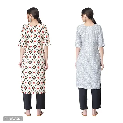 Attarctive Crepe Printed Straight Kurti Combo For Women Pack Of 2-thumb2