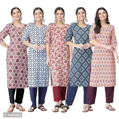 New Crepe Printed Kurtis Combo For Women Pack Of 5-thumb0