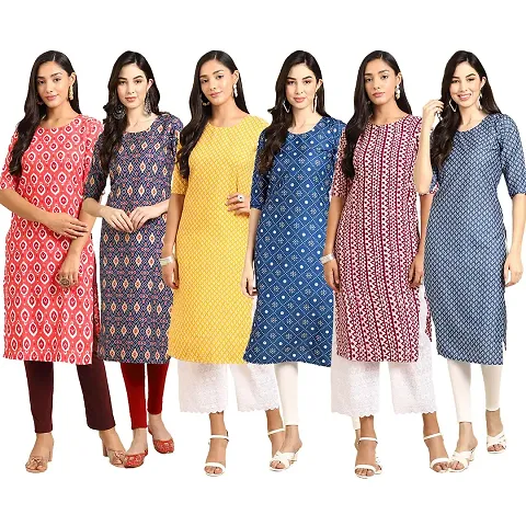 Fancy Combo of 6 Crepe Kurti