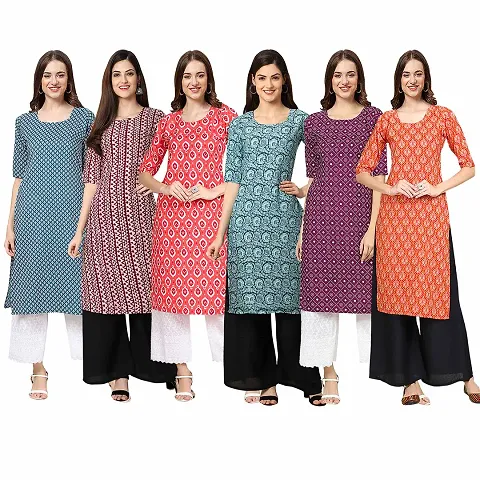 Fancy Combo of 6 Crepe Kurti