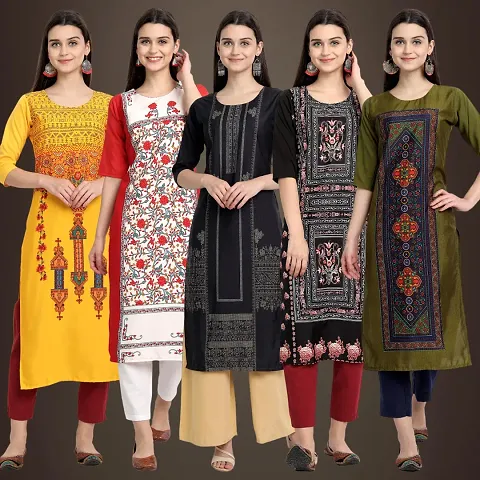 Fancy Crepe Kurtis For Women Pack Of 5