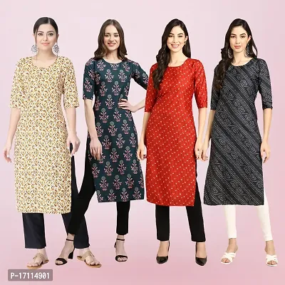 Women Stylish Crepe Printed Straight Kurta