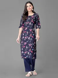 Stylish Crepe Printed Straight Kurta With Pant Set For Women-thumb1