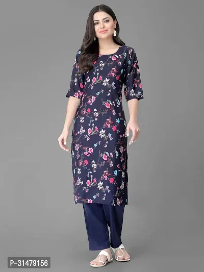 Stylish Crepe Printed Straight Kurta With Pant Set For Women-thumb2