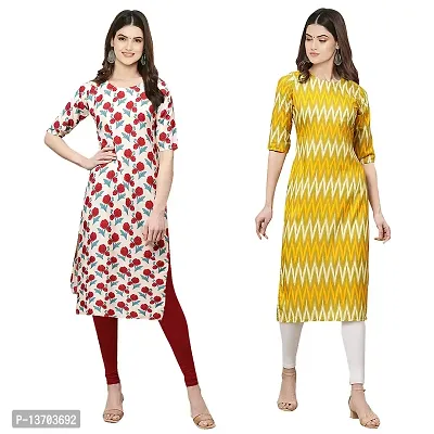 Stylish Crepe Digital Printed Kurta For Women- Pack Of 2-thumb0