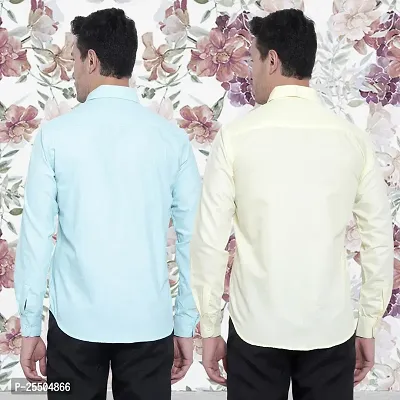 Elegant Cotton Multicoloured Long Sleeves Formal Shirt For Men- Pack Of 2-thumb2