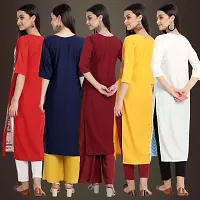 Fancy Multicoloured Crepe Kurta For Women Pack Of 5-thumb1