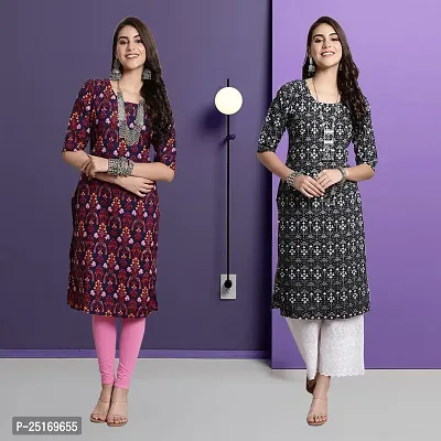 Fancy Crepe Kurtas For Women Pack Of 2-thumb0