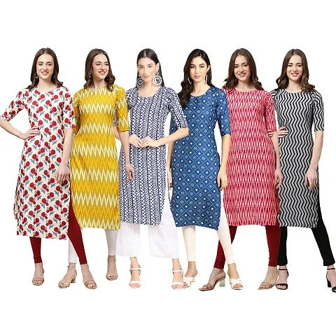 Women Crepe Digital Straight Kurti Pack of